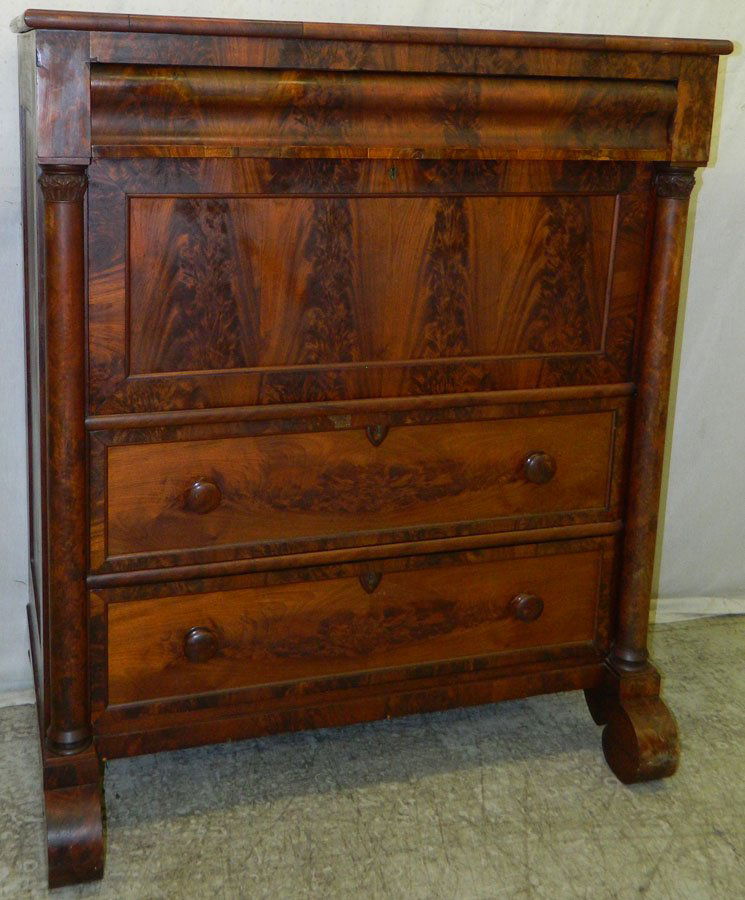 Mahogany empire abattant.: Mahogany empire abattant. Circa 1840 - 1850. 45 1/4" wide x 23 1/2" deep x 53 3/4" tall.
