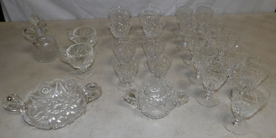 Lot of English Tudor Stemware & Cut Glass Dish