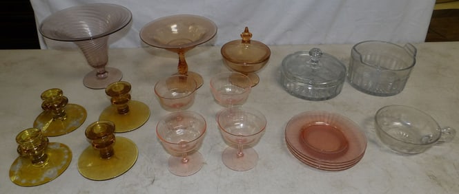 Lot of Colored Glass Items