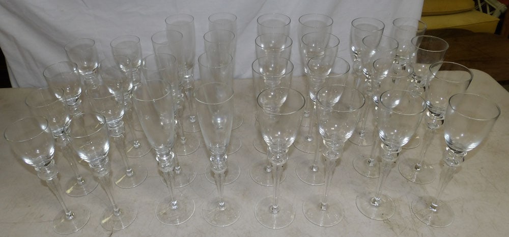 Lot of Stemware: Lot of Stemware . Up to 11 1/2" H 2 1/2" W 3" D ALL DESCRIPTIONS AND ANY CONDITION STATEMENT GIVEN BY LANGSTON AUCTION GALLERY ARE STRICTLY OPINIONS AND LANGSTON'S SHALL HAVE NO RESPONSIBILITY FOR ERR