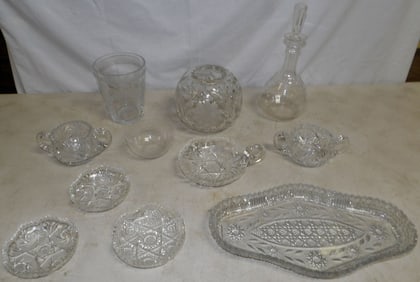 Lot of Cut & Etched Glass Items