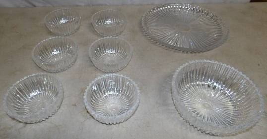 Lot of Eight Piece Crystal Dessert Set