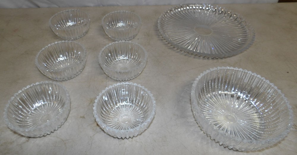 Lot of Eight Piece Crystal Dessert Set (1 of 3)