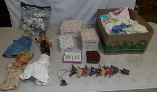 Lot of Dolls & Doll Clothing: Lot of Dolls & Doll Clothing. Up to 12" H 3" W ALL DESCRIPTIONS AND ANY CONDITION STATEMENT GIVEN BY LANGSTON AUCTION GALLERY ARE STRICTLY OPINIONS AND LANGSTON'S SHALL HAVE NO RESPONSIBILITY FOR ERRO