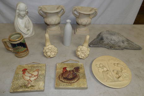 Lot of Resin & Decorative Porcelain Items: Lot of Resin & Decorative Porcelain Items . Up to 8 1/2" H 14 1/2" W ALL DESCRIPTIONS AND ANY CONDITION STATEMENT GIVEN BY LANGSTON AUCTION GALLERY ARE STRICTLY OPINIONS AND LANGSTON'S SHALL HAVE NO R