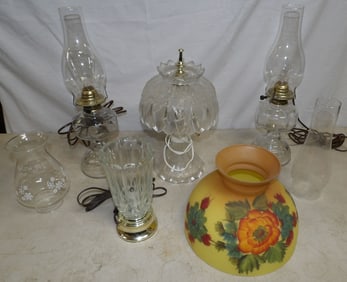 Lot of Glass Lamps & Lamp Shades