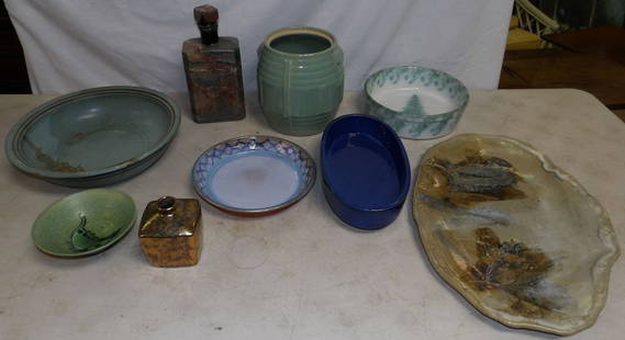 Lot of Pottery Items: Lot of Pottery Items. Up to 20" W 12" D ALL DESCRIPTIONS AND ANY CONDITION STATEMENT GIVEN BY LANGSTON AUCTION GALLERY ARE STRICTLY OPINIONS AND LANGSTON'S SHALL HAVE NO RESPONSIBILITY FOR ERRORS OR O