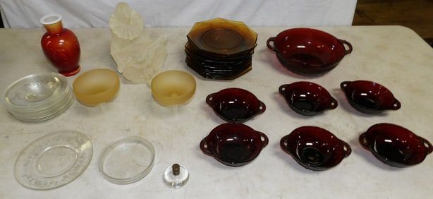 Lot of Colored Glass Items