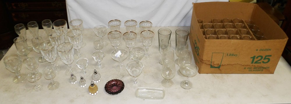 Lot of Stemware: Lot of Stemware . Up to 7 1/2" H 3 1/2" W 3" D ALL DESCRIPTIONS AND ANY CONDITION STATEMENT GIVEN BY LANGSTON AUCTION GALLERY ARE STRICTLY OPINIONS AND LANGSTON'S SHALL HAVE NO RESPONSIBILITY FOR ERRO