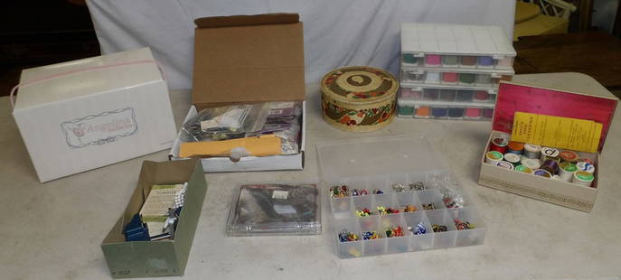 Lot of Sewing Items: Lot of Sewing Items . Up to 9 1/2" H 12 1/2" W 7 1/2" D ALL DESCRIPTIONS AND ANY CONDITION STATEMENT GIVEN BY LANGSTON AUCTION GALLERY ARE STRICTLY OPINIONS AND LANGSTON'S SHALL HAVE NO RESPONSIBILITY