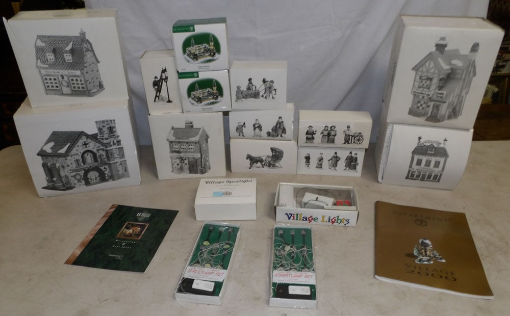 Lot of Department 56 Christmas Villages: Lot of Department 56 Christmas Villages . Up to 8 1/2" H 8" W 7" D ALL DESCRIPTIONS AND ANY CONDITION STATEMENT GIVEN BY LANGSTON AUCTION GALLERY ARE STRICTLY OPINIONS AND LANGSTON'S SHALL HAVE NO RES