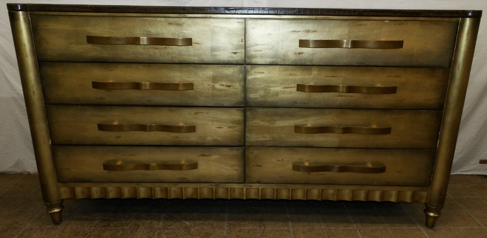painted 8 drawer modern dresser: painted 8 drawer modern dresser. 38 1/4" H 72 1/2" W 22" D ALL DESCRIPTIONS AND ANY CONDITION STATEMENT GIVEN BY LANGSTON AUCTION GALLERY ARE STRICTLY OPINIONS AND LANGSTON'S SHALL HAVE NO RESPONSIBIL