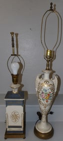 2 painted porcelain lamps