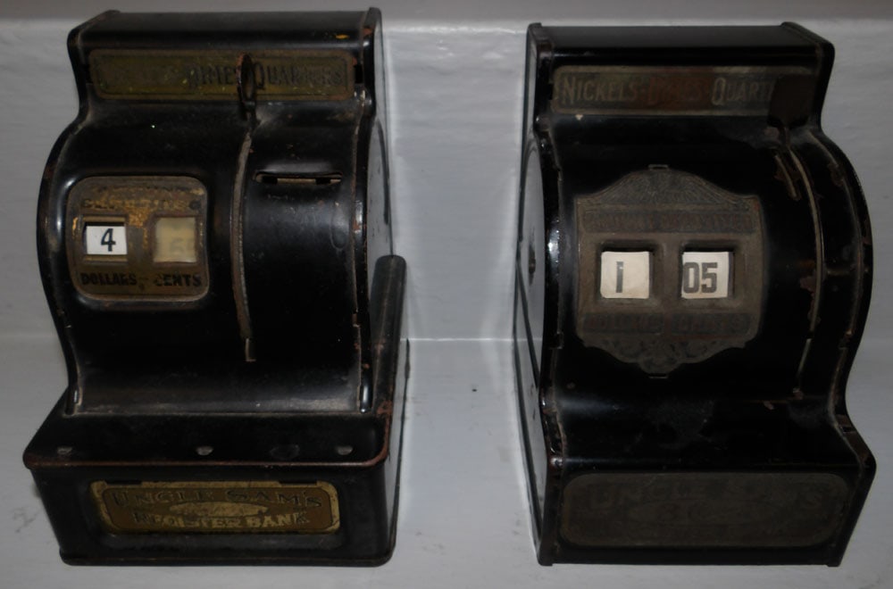 2 uncle sam register banks with coins (1 of 6)