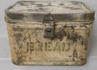 antique tin bread box