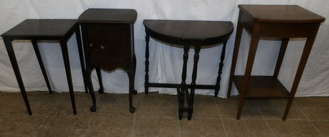 4 antique mahogany and walnut stands