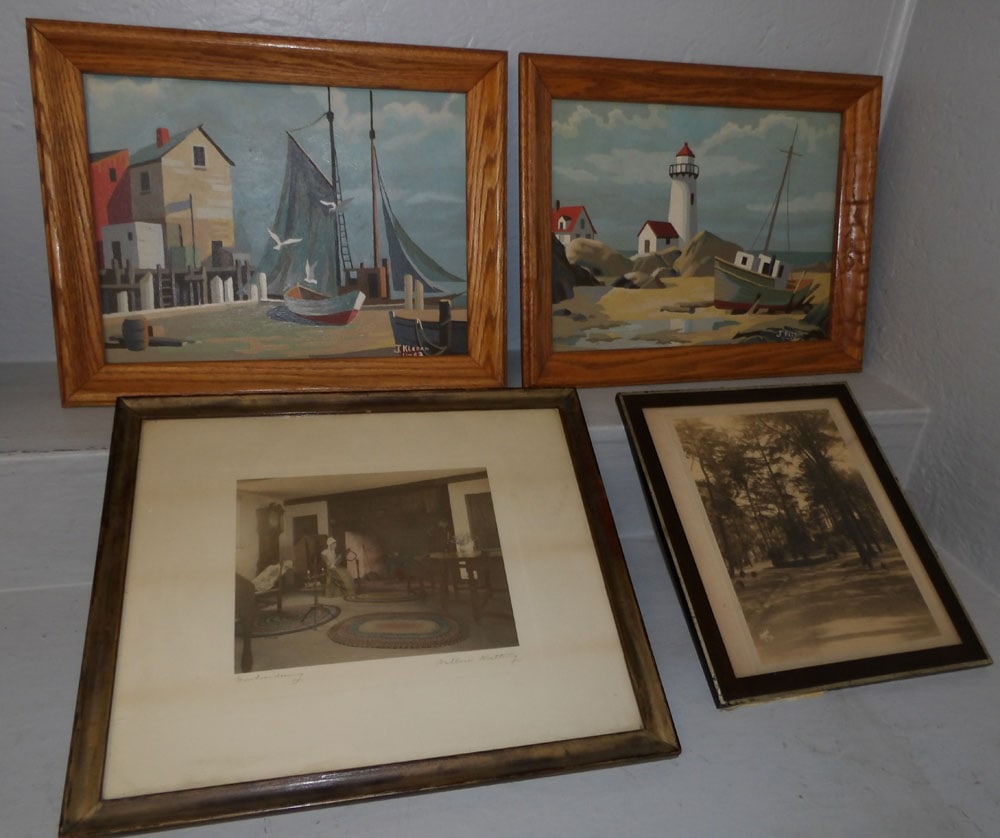 lot of framed art including signed Wallace nutting print (1 of 6)
