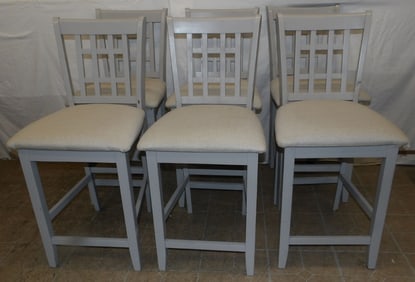 set of 6 painted wood modern bar stools