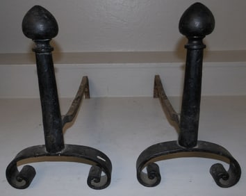 pair of cast iron andirons
