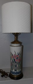Oriental Painted Porcelain Vase Made Into Lamp