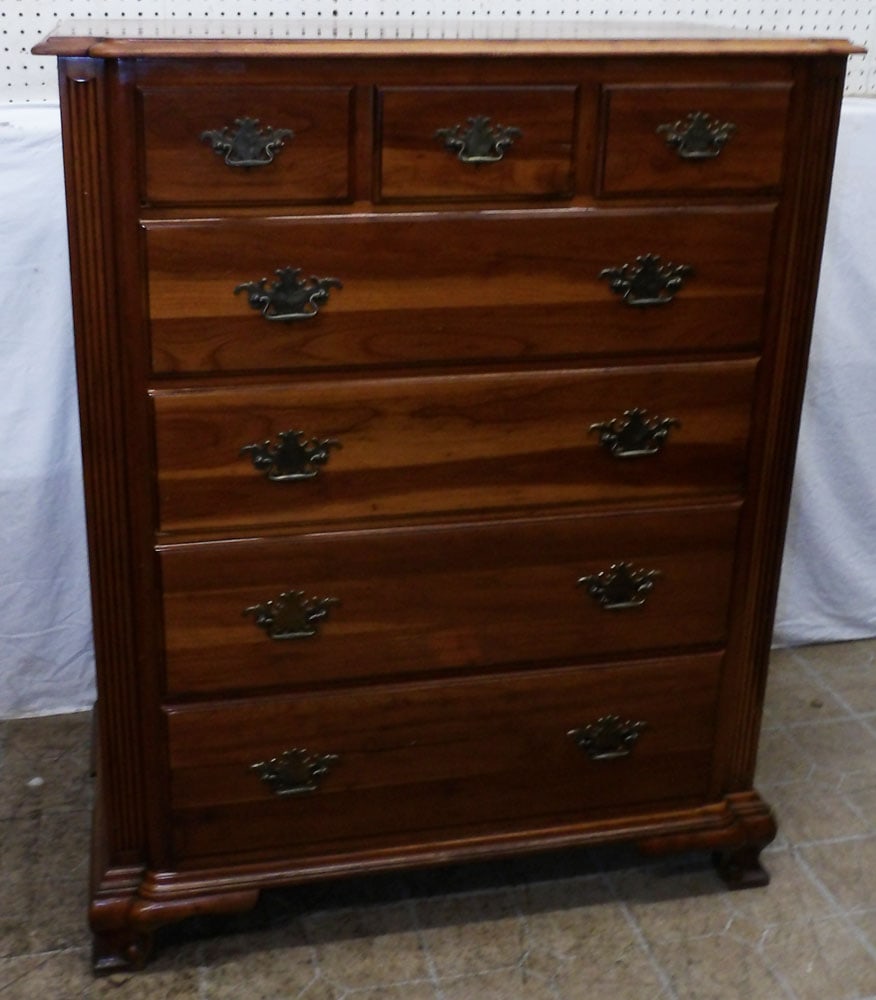 Cherry Three Over Four Drawer Chest with Fluted Columns by Jamestown (1 of 7)