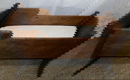19th century walnut baby cradle