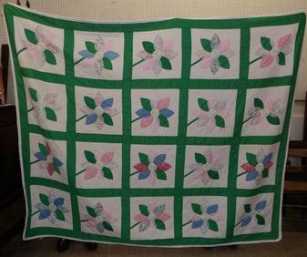 72" by 88" antique handmade quilt