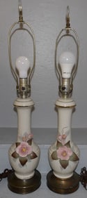 pair of painted porcelain lamps