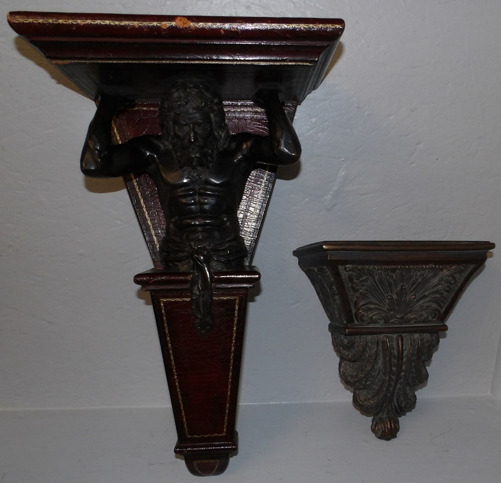 painted resin and leather figural wall bracket (1 of 4)