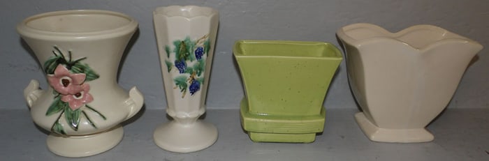 lot of four McCoy pottery vases