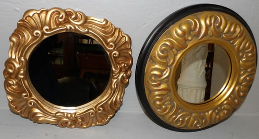 2 small gilded frame mirrors
