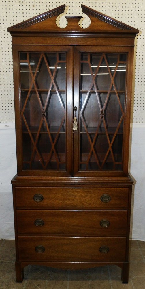 mahogany China cabinet with glass door (1 of 10)