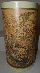 painted tole & decoupaged waste basket