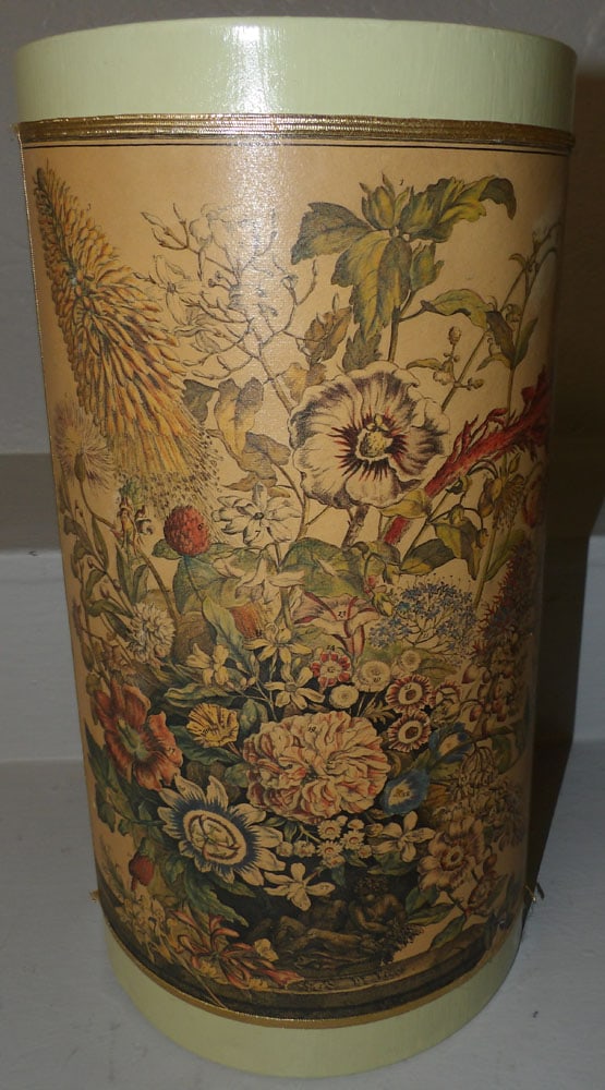 painted tole & decoupaged waste basket (1 of 4)