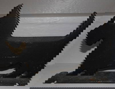 cast iron terrier boot scraper: cast iron terrier boot scraper . 7 1/2" x 10" ALL DESCRIPTIONS AND ANY CONDITION STATEMENT GIVEN BY LANGSTON AUCTION GALLERY ARE STRICTLY OPINIONS AND LANGSTON'S SHALL HAVE NO RESPONSIBILITY FOR ERROR