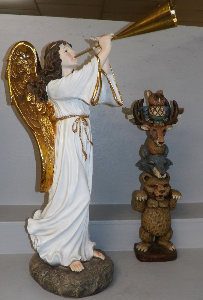 painted resin angel statue and decorative wall hanging (1 of 4)