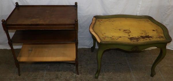 mahogany stand and paint decorated tea table