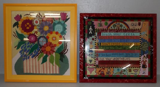 2 framed needleworks