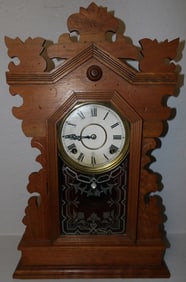 antique walnut kitchen clock by gilbert clock company
