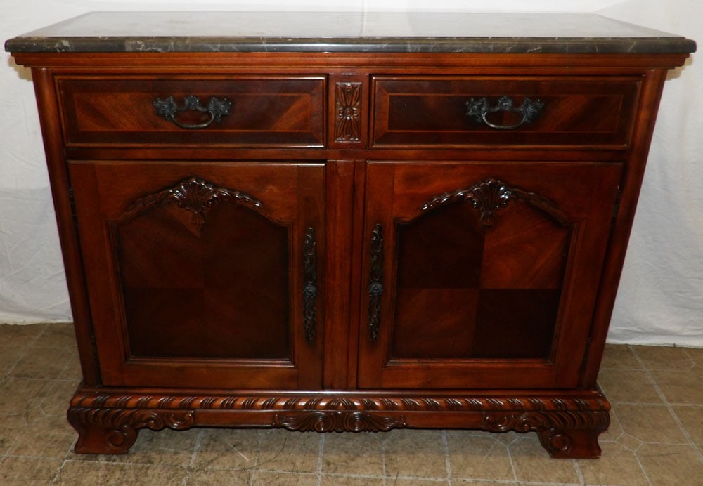 Cherry Inlaid & Marble Top Sideboard by Broyhill (1 of 10)