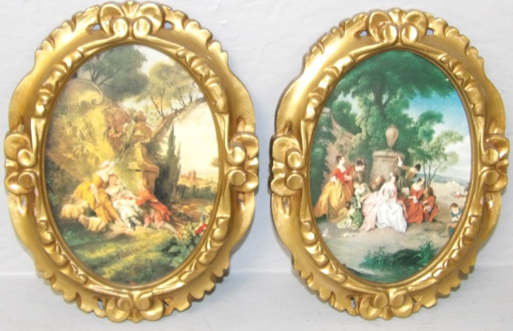 Pair of Ornate Framed Romance Courting Scene Prints (1 of 3)