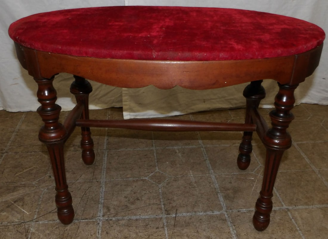 Antique Walnut Oval Bench (1 of 3)
