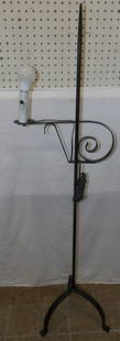 Painted Metal Floor Lamp: Painted Metal Floor Lamp. 53" H 14" Dia. ALL DESCRIPTIONS AND ANY CONDITION STATEMENT GIVEN BY LANGSTON AUCTION GALLERY ARE STRICTLY OPINIONS AND LANGSTON'S SHALL HAVE NO RESPONSIBILITY FOR ERRORS OR