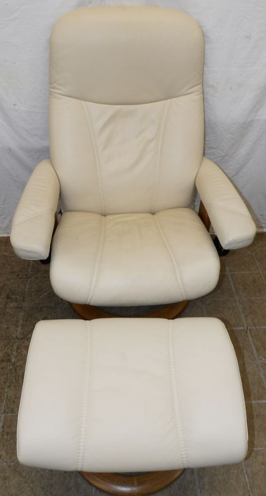 Mid Century Modern Leather Upholstered Chair & Ottoman (1 of 9)