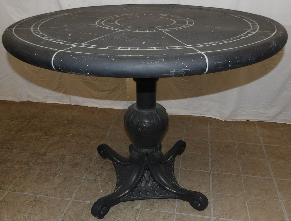 Round Cast Iron Base & Painted Resin Top Outdoor Table (1 of 4)