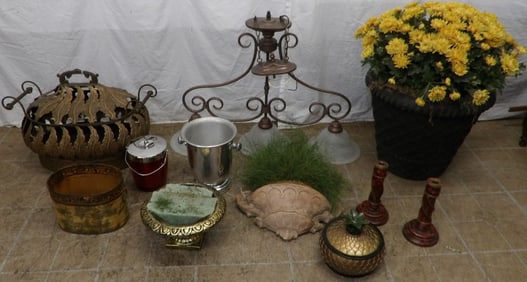 Lot of Painted Metal, Aluminum, & Ceramic Decorative Items