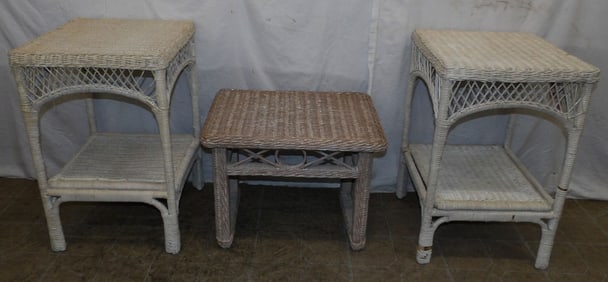 Pair of wicker Stands & Bench