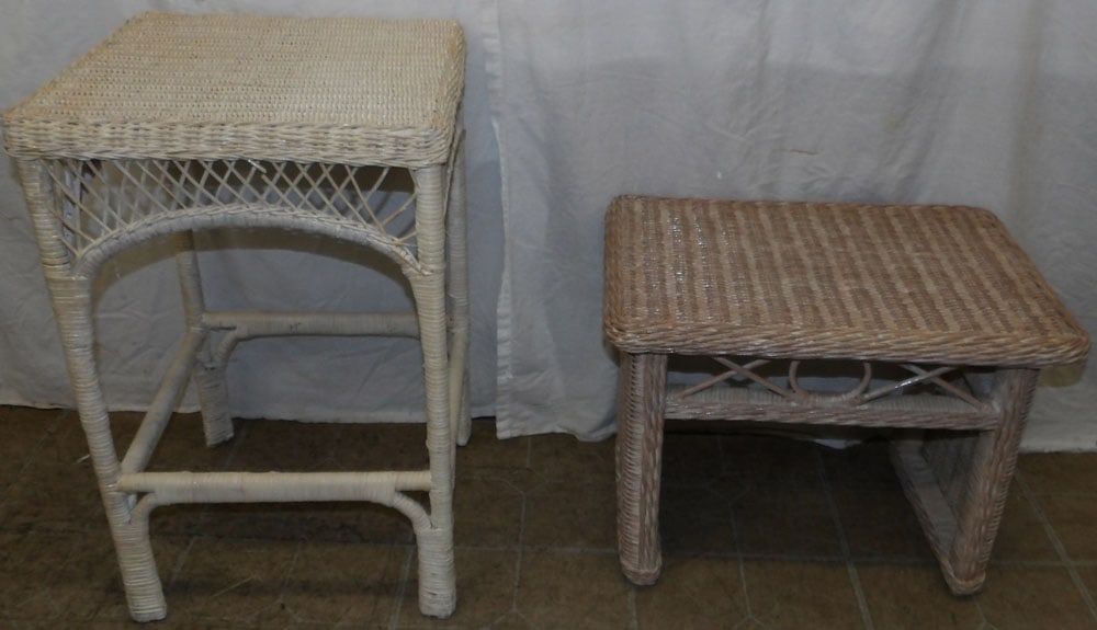 Pair of wicker Stands & Bench (1 of 7)