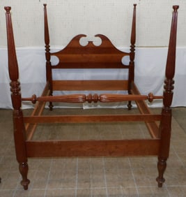 Cherry Four Post Full Size Bed with Rails, (No Finials)