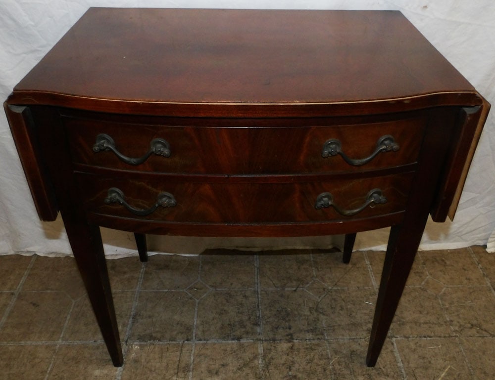 Mahogany Two Drawer Drop Leaf Stand (1 of 7)